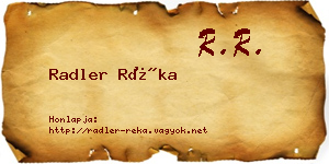 Radler Réka névjegykártya