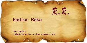 Radler Réka névjegykártya